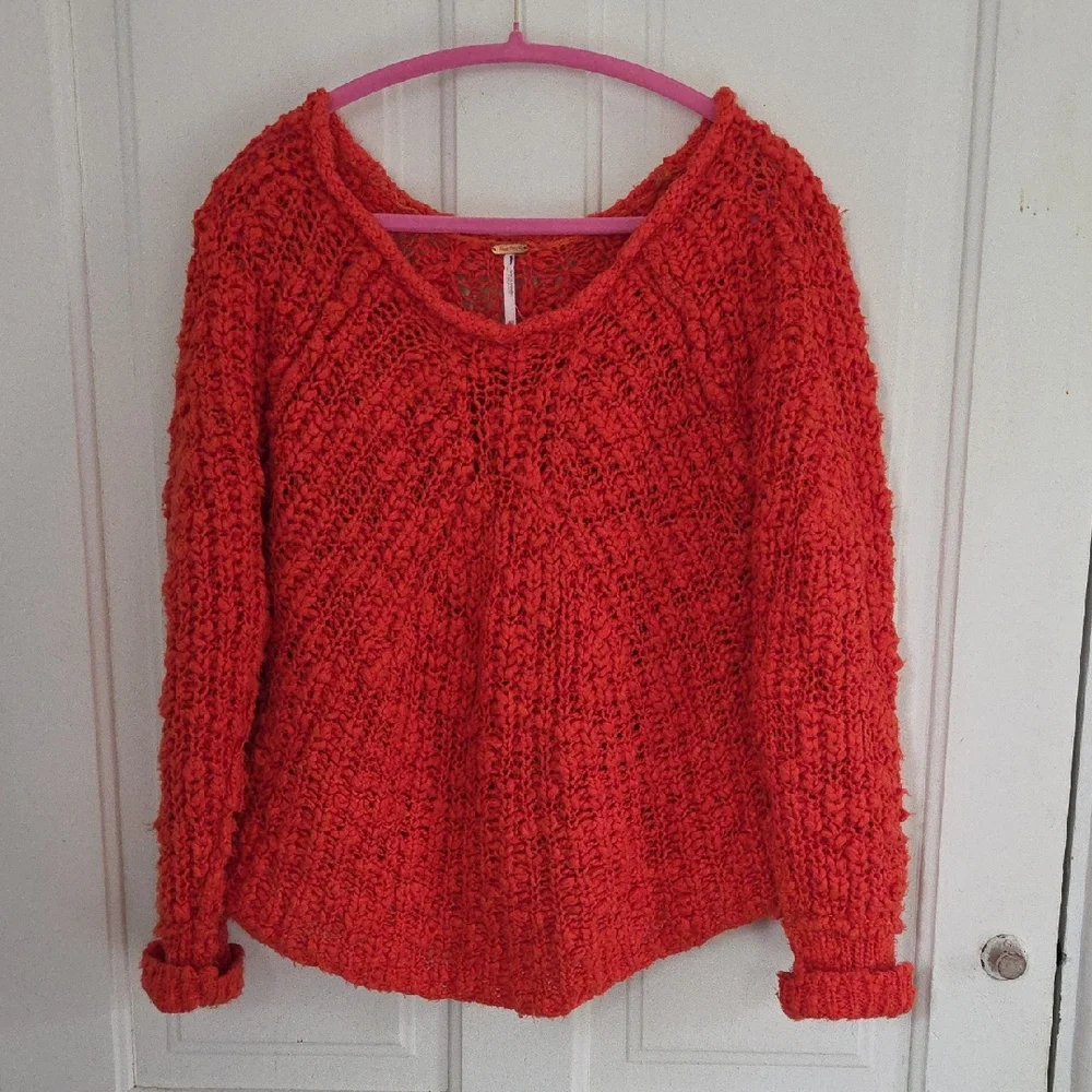Free People Red Orange Sweater